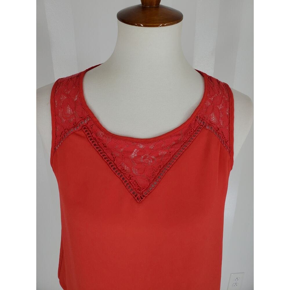 Monteau Coral Lace Yoke Sleeveless Blouse Romantic Boho Sz L - Picture 5 of 9